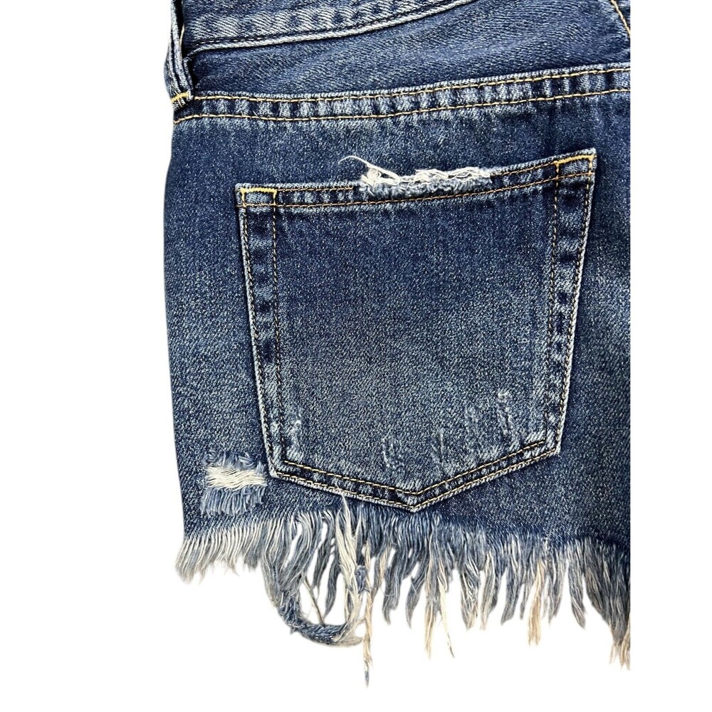 We the Free Mid-Rise Button-Fly Cutoff Distressed Denim Jean Shorts Size 25 - Picture 6 of 12